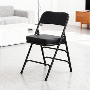 Portable Metal Folding Chair with <b>Backrest</b> and Padded Seat Collapsible Square Garden Outdoor Furniture - Product Image 1