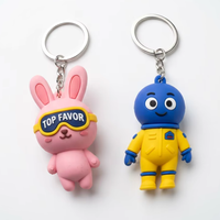 Porte-clés en silicone personnalisé 3D, figurine de dessin animé, design gratuit, poupée en silicone, porte-clés bébé, porte-clés animal - Vente chaude