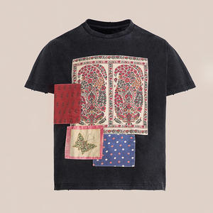 Camiseta de ocio personalizada PATCHWORK para hombre, marca <span class=keywords><strong>Lucky</strong></span>, manga corta, cuello redondo, ajustada, musculosa, 100% algodón, uso diario, ajuste holgado - Product Image 1