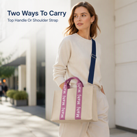 Sac fourre-tout de voyage en toile rose pour femme, personnalisé avec initiales brodées, motif tuiles de Mahjong, vente en gros