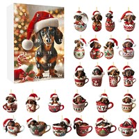 Calendrier de l'Avent en Acrylique avec Boîte Mystère, Ornement Bonhomme de Neige, 24 Jours de Surprises, Breloque, Cadeau de Noël, 14+ Boîte Avion