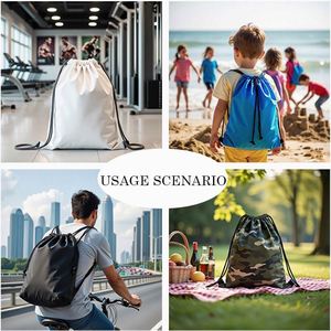 Sac à dos de sport en polyester de haute qualité OEM avec cordon de serrage, sac de gym imperméable, logo personnalisé, sacs à cordon promotionnels pour la remise en forme - Product Image 4