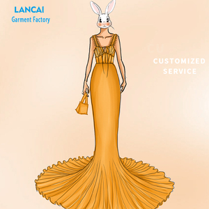 Abito da sera elegante in raso con scollo a V e spalline sottili, personalizzabile OEM, per donna, design maxi alla moda, servizio di personalizzazione, abito formale da festa Y2K - Product Image 1
