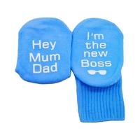Vente en gros de chaussettes colorées en coton pour bébés et tout-petits, antidérapantes, avec texte amusant, tricotées, antidérapantes pour garçons et filles pour l'hiver