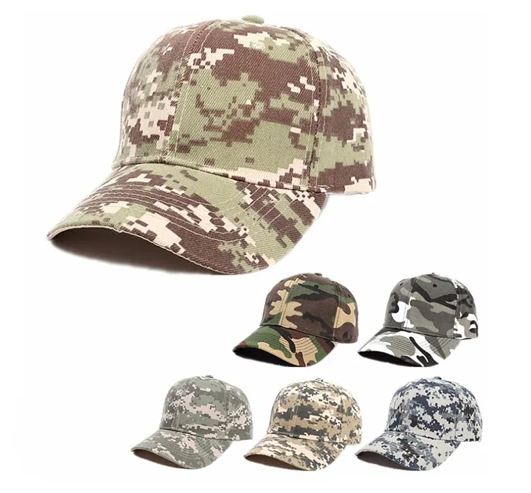 2022 Fashion Manufacturer Accept Your Own Logo Camouflage Blank 6 Panel Custom Snapback Hats Sports Camo Baseball Cap