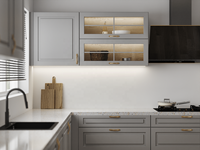 Armoire de cuisine en bois massif design moderne meubles blancs haut de gamme charnière de robinet d'évier d'îlot de cuisine en bois assemblé marbre