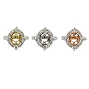 Livraison rapide, haute qualité, bague de fiançailles et de mariage en or jaune massif 18 carats, diamant véritable de forme ovale, magnifique halo, pour femmes - Product Image 4