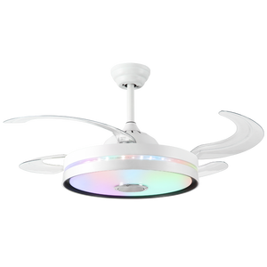 Directo de fábrica, 42 pulgadas, música moderna, <span class=keywords><strong>Control</strong></span> remoto, lámpara LED <span class=keywords><strong>RGB</strong></span>, ventilador de techo retráctil con luz para sala de estar y dormitorio - Product Image 1