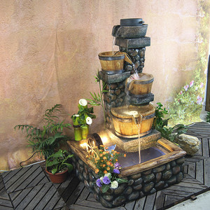 น้ำพุเรซิ่นสไตล์เรโทรพร้อมไฟแบ็คไลท์ ของตกแต่งสำนักงานในร่ม ของขวัญ - Product Image 2