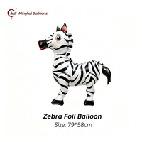 Ensemble de ballons en aluminium 3D autoportants sur le thème des animaux de la jungle et du zoo, gonflables sans hélium : Pingouin, Kangourou, Alpaga, Zèbre, Vache, Hippopotame