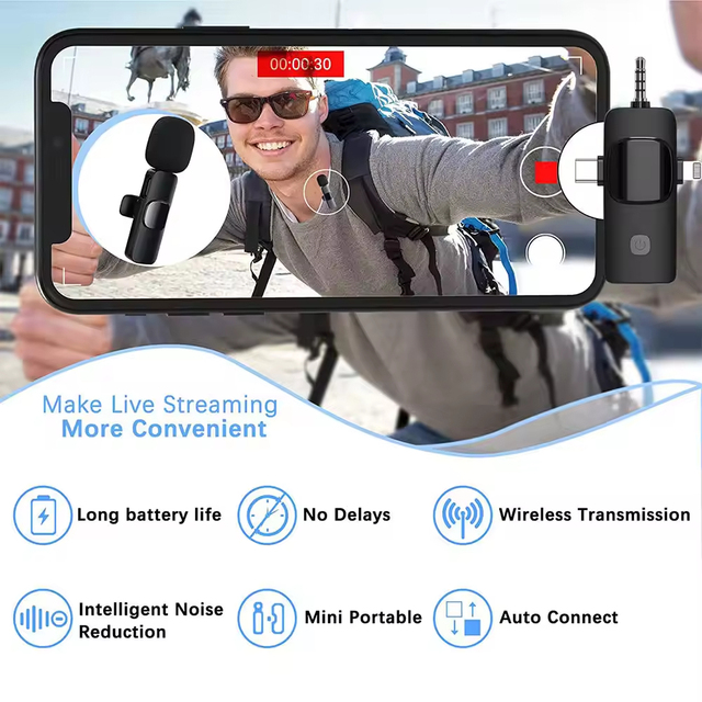 Noise-canceling microphone for online influencers and live streamers 2-in-1 receiver Live-streaming sales Live-streaming sales