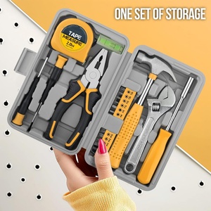 Ensemble d'outils pour la maison de 20 pièces, trousse d'outils ménagers avec marteau, clé à molette, tournevis, plus petite boîte de transport mini pour hommes et femmes, bricolage (jaune) - Product Image 6