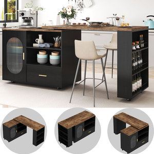 Dining Room Furniture Mobile <strong>Kitchen</strong> Rolling <strong>Island</strong> Table Cart <strong>on</strong> <strong>Wheels</strong> with Storage Drawers - Product Image 2