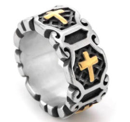 Classique rétro chrétien jésus croix anneau en acier inoxydable croyants chrétiens Punk <span class=keywords><strong>Rock</strong></span> hommes anneaux ronds bijoux - Product Image 2