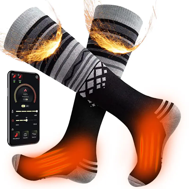 Venta al por mayor calcetines térmicos invierno esquí al aire libre térmico 7,4 V batería recargable eléctrica calcetines de esquí calentados