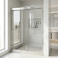 Cabine de douche d'angle en aluminium doré avec double porte coulissante en verre trempé de 8 mm, prix compétitif, Chine