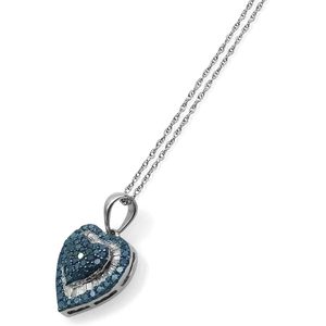 Collier avec pendentif en forme de cœur, 1,33 carats, diamant bleu blanc, taille brillant, plaqué rhodium, argent sterling 925, bijoux tendance pour femmes - Product Image 3