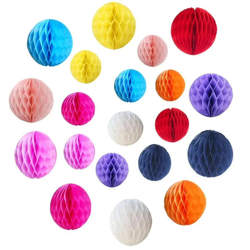 Gran oferta, decoraciones coloridas, papel tisú colgante, flor, bolas de nido de abeja, suministros para fiesta de cumpleaños, boda, globo de aluminio