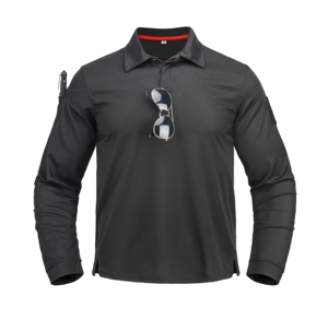 DF25 <b>Khaki</b> Quick Dry Tactical Long Sleeve Polo Shirt Style Lapel <b>Top</b> Outdoor Sports Wear Wholesale - Product Image 6