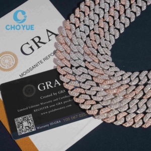 ลดราคา! สร้อยคอเงินแท้ S925 ลายคิวบัน 13 มม. ประดับเพชรโมอิสซาไนต์ สไตล์ฮิปฮอป เครื่องประดับคุณภาพสูง สร้อยคอผู้ชาย ผ่านการทดสอบเพชร GRA - Product Image 2