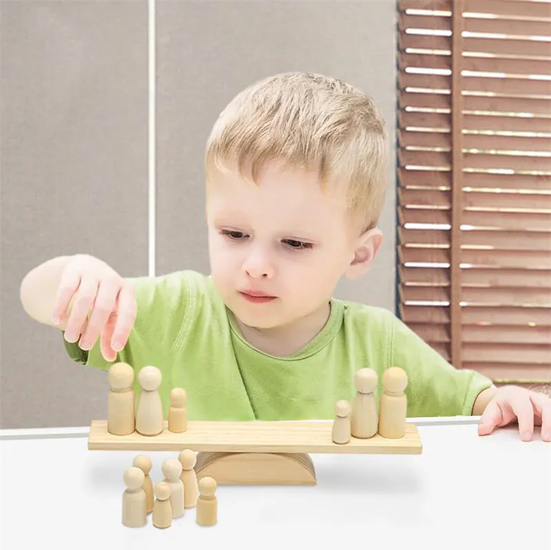 2023 New bé Đồ chơi bằng gỗ handmade Balance Board Stacker khối Bộ Montessori Đồ chơi giáo dục cho trẻ em