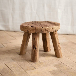 Natural Reclaimed Solid Teak Wood Handmade Rustic <b>Stool</b> Side <b>Table</b> for Indoor Living Room Workshop Warehouse - Product Image 1