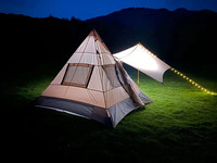 Tente Tipi Pyramide de Camping Familial pour 3 à 4 Personnes, Tente Tipi Indienne Imperméable avec Auvent