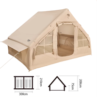 Tente Gonflable de Luxe Primaire Quatre Saisons en PVC à Colonnes d'Air, Simple Couche, Une Chambre, Ouverture Rapide Automatique, Portable pour l'Extérieur