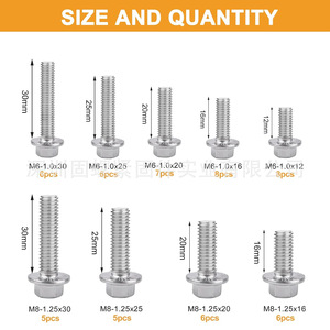 304 Stainless Steel Flange Hex Bolt Screw <b>Set</b> 228Pcs <b>Boxed</b> With Nuts Washers Standard <b>Tool</b> Kit - Product Image 2