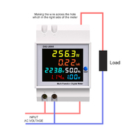 D52-2066 Din Rail Multi-fungsi Digital AC Energy Meter Layar LCD Berwarna Pengukur Tegangan Arus Faktor Daya Frekuensi Kwh Monitor