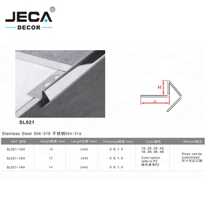 Phật sơn jeca Hot Bán gạch ceramic góc <span class=keywords><strong>TRIM</strong></span> thép không gỉ kim loại gạch <span class=keywords><strong>TRIM</strong></span> cho thảm và gạch 304 lớp <span class=keywords><strong>TRIM</strong></span> Strips - Product Image 4