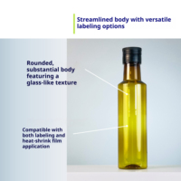 250ml pour bouteille vide ronde de qualité alimentaire en PET pour huile d'olive vinaigre assaisonnement sésame sauce soja bonbons/lait et sucre