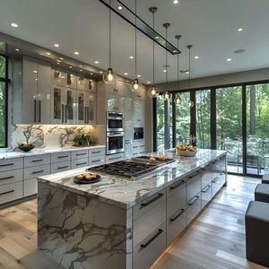Île de cuisine chic en ardoise naturelle à bords minces pour cuisines de villa - Product Image 1