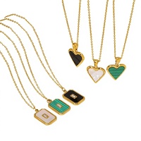 Collier en acier inoxydable plaqué or 18 carats style Instagram européen et américain, avec pendentif fleur en nacre et pierre naturelle – Meilleure vente