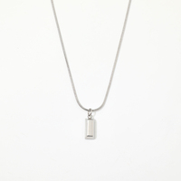 Collier pendentif barre classique en acier inoxydable, breloque rectangulaire argentée, chaîne fine, fermoir mousqueton, rallonge réglable, minimaliste