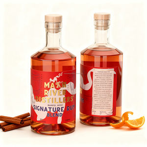 Botella de Licor de Vidrio Popular de 500 ml, 700 ml, 750 ml, Diseño de Hombro Oblicuo para Whisky, Vodka, Tequila, Ginebra, con Etiqueta Adhesiva Lista para Usar - Product Image 1