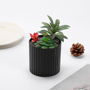 Mini Macetas de PVC con 3 <span class=keywords><strong>Suculentas</strong></span> Artificiales y Árboles, Color Negro, Decoración de Jardín Interior, Vegetación para el Año Nuevo Chino y Cumpleaños - Product Image 5