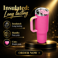 Nouveau gobelet isotherme de 40 oz avec paille, en acier inoxydable 304, à large ouverture, pour voiture, avec couvercle 2-en-1