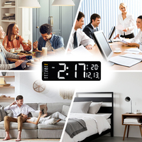 Décoration de salon, minuteur de compte à rebours, température et humidité intérieures, grand écran, calendrier électronique intelligent, horloge murale numérique LED