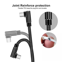 Cable USB-C de Nailon Trenzado de 1-3m, Ángulo Recto de 90 Grados, Carga Rápida, Doble Codo, Tipo C, Conductor de Cobre Puro para Teléfono Móvil