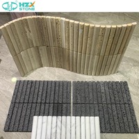 Carreaux muraux cannelés en pierre volcanique naturelle HZX Revêtement vertical en roche de lave rainuré Panneaux de marbre résistants au feu