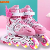 Patins à roulettes en aluminium de haute qualité Istaride pour enfants, taille réglable, avec lumières clignotantes, pour garçons et filles, été et hiver