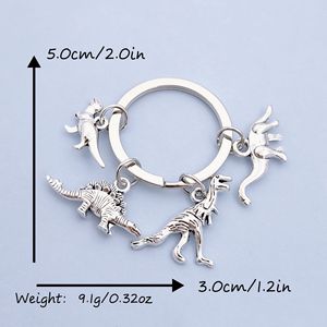 Llavero de Dinosaurio de Aleación de Zinc, Lindo Juego de <span class=keywords><strong>4</strong></span> Mini Dijes de Dinosaurio, Llavero de Moda con Animales para Bolsos, Carteras y Accesorios para Llaves de Coche - Product Image 6