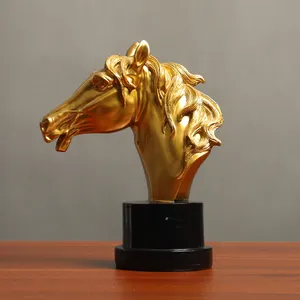 Animal de mesa interior decoración del hogar oro, artes y manualidades escultura de cabeza de caballo dorado/