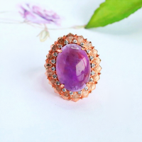 Bague en améthyste naturelle Aiyu en gros, bague œuf de pigeon en gemme colorée, best-seller sur le commerce électronique en direct S5061812