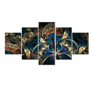 Supplier wholesale abstract 5 panels canvas decorative painting wall art prints