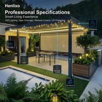 Pergola motorisée HENLIXO en aluminium thermolaqué pour l'extérieur, grand modèle, pour une zone de divertissement de luxe dans la cour.