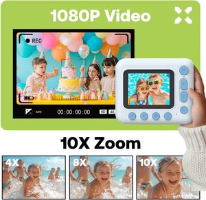 V19 Kids Instant <b>Print</b> <b>Camera</b> Thermal Inkless Photo <b>Camera</b> 1080P Video 2.4 Inch Screen Filter Toy Selfie <b>Camera</b> Gift - Product Image 3