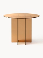 Table à manger ronde moderne en verre trempé brun 80 cm, 2 places, montage facile pour la maison, l'appartement, les petits espaces