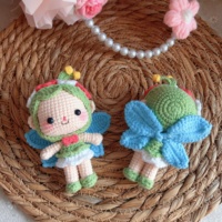 Porte-clés poupée lutin bébé en crochet fait main, pendentif mignon en coton, fée fleurie, produit fini, rembourrage en coton PP, unisexe, petite taille, à partir de 14 ans